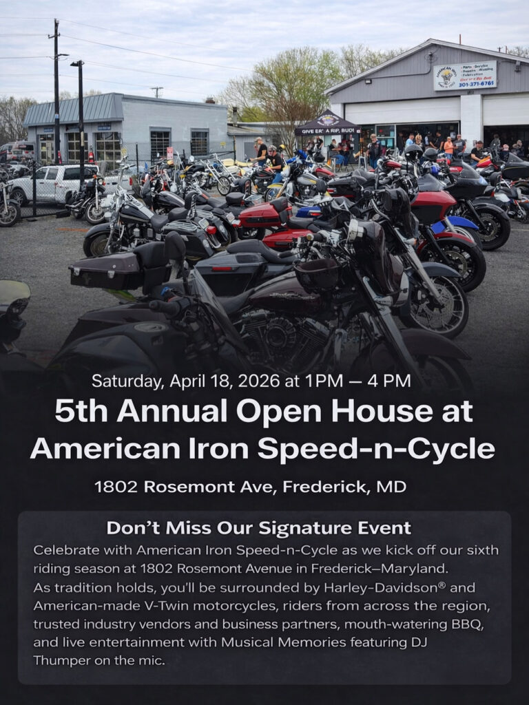 American Iron Speed-n-Cycle 5th Annual Open House event flier — April 18, 2026